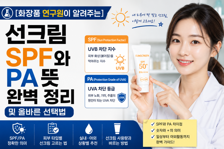 [화장품 연구원이 알려주는] 선크림 SPF와 PA 뜻 완벽 정리 및 올바른 선택법