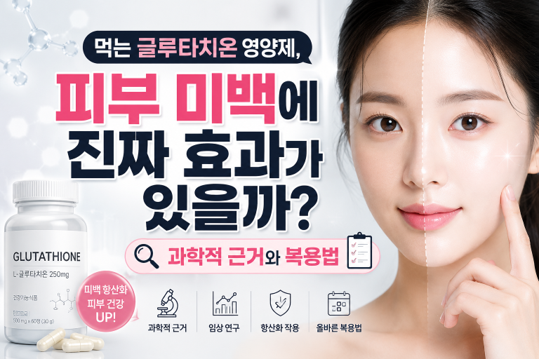 먹는 글루타치온 영양제, 피부 미백에 진짜 효과가 있을까? (과학적 근거와 복용법)