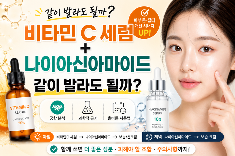 비타민 C 세럼과 나이아신아마이드, 같이 발라도 될까? (궁합 분석 및 올바른 사용법)