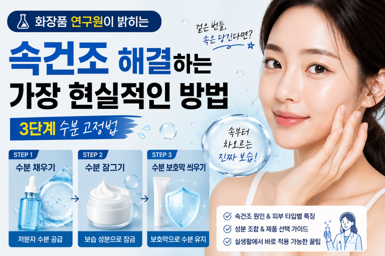 속건조 해결하는 가장 현실적인 방법: 화장품 연구원이 밝히는 3단계 수분 고정법