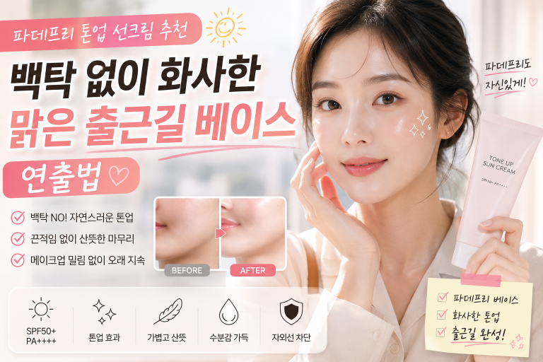 파데프리 톤업 선크림 추천: 백탁 없이 화사한 맑은 출근길 베이스 연출법