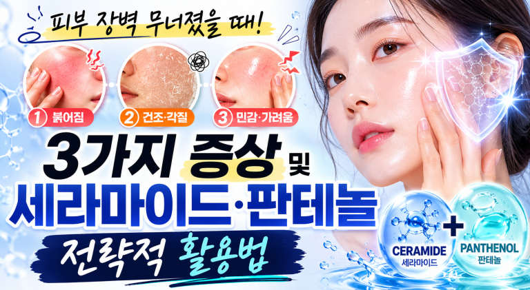 피부 장벽 무너졌을 때 나타나는 3가지 증상 및 세라마이드·판테놀의 전략적 활용법