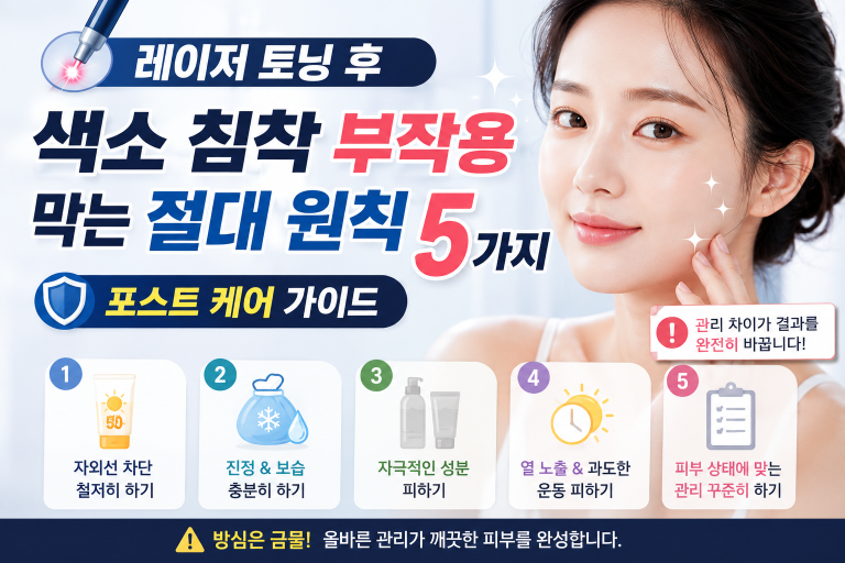 레이저 토닝 후 색소 침착 부작용 막는 절대 원칙 5가지 (포스트 케어 가이드)