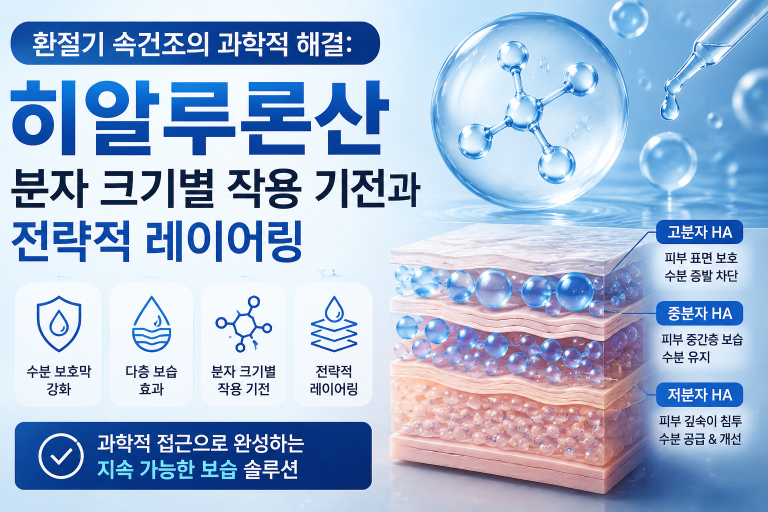 환절기 속건조의 과학적 해결: 히알루론산 분자 크기별 작용 기전과 전략적 레이어링