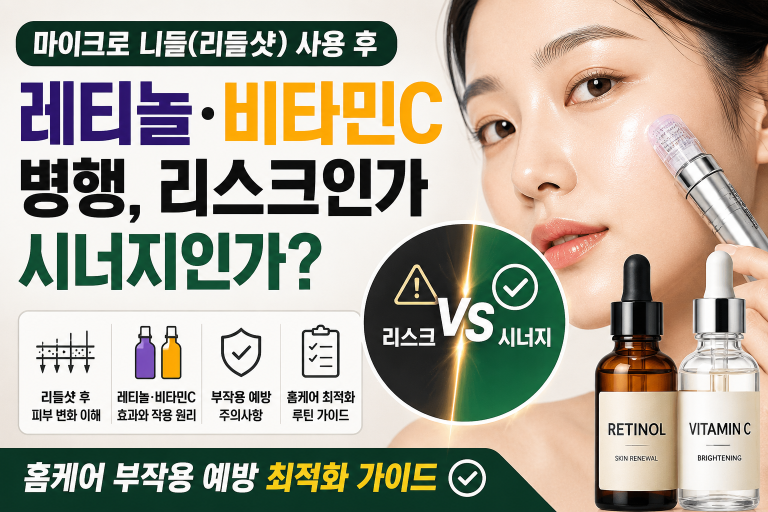 마이크로 니들(리들샷) 사용 후 레티놀·비타민C 병행, 리스크인가 시너지인가? 홈케어 부작용 예방 최적화 가이드