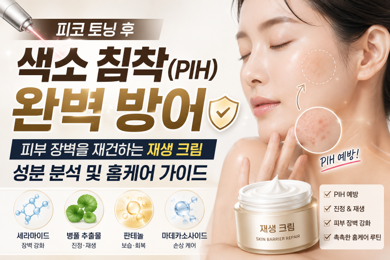 피코 토닝 후 색소 침착(PIH) 완벽 방어: 피부 장벽을 재건하는 재생 크림 성분 분석 및 홈케어 가이드