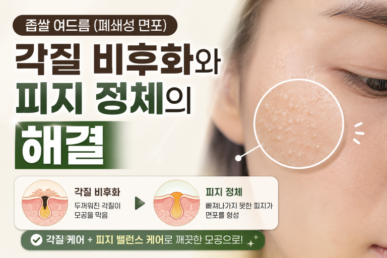 좁쌀 여드름 (폐쇄성 면포): 각질 비후화와 피지 정체의 해결